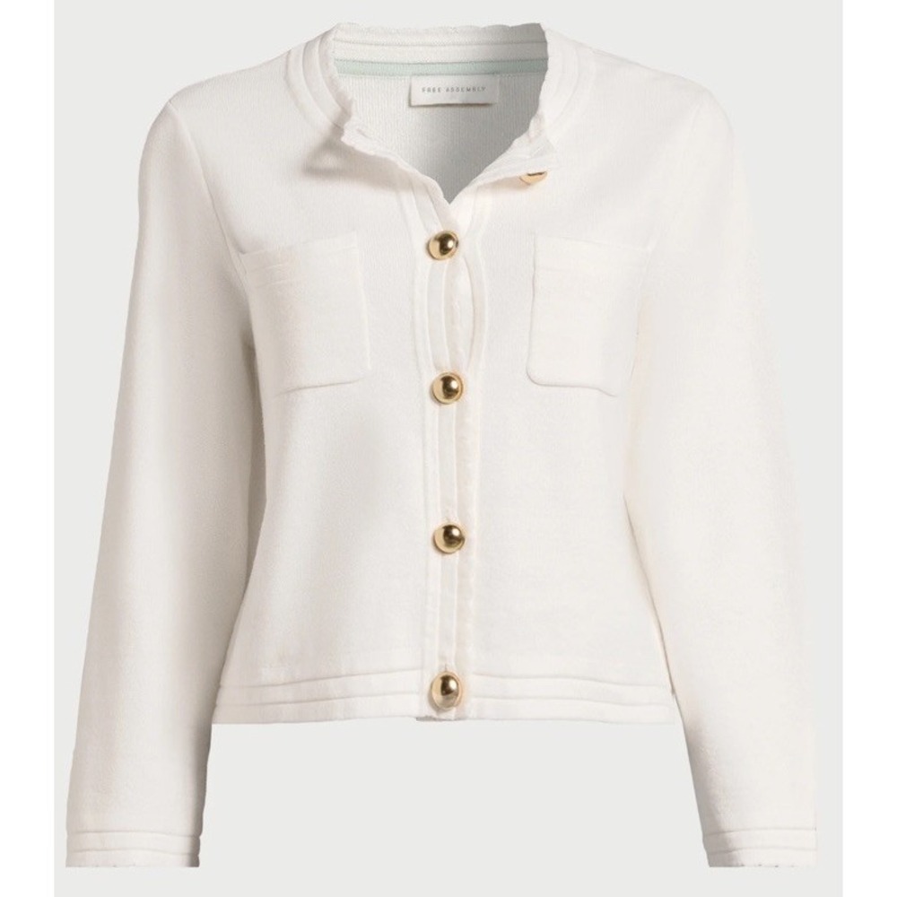 Free Assembly Women's Chest Pocket Cardigan Sweater Midweight Size MEDIUM WHITE